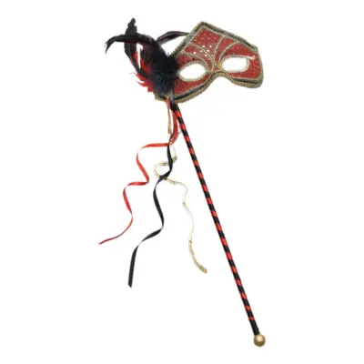 Röd/Guld Mask på Pinne