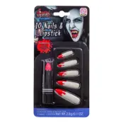 Rött Läppstift & Lösnaglar