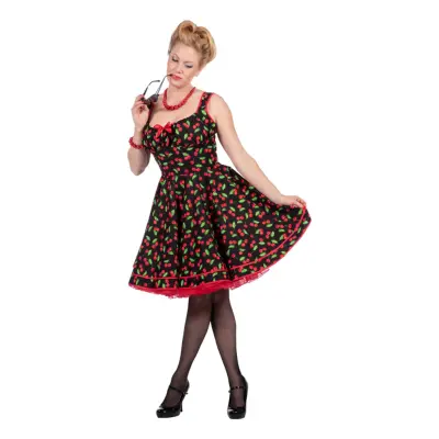 Rockabilly Klänning med Körsbär Maskeraddräkt - X-Large