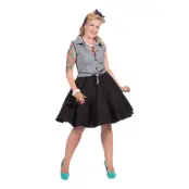 Rockabilly Klänning Svart/Vit med Kjol Maskeraddräkt - XXX-Large