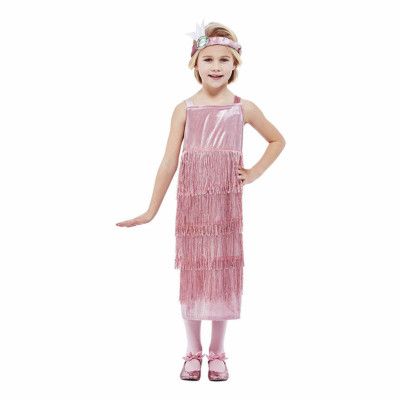 Rosa Flapper Klänning Barn Maskeraddräkt - Large