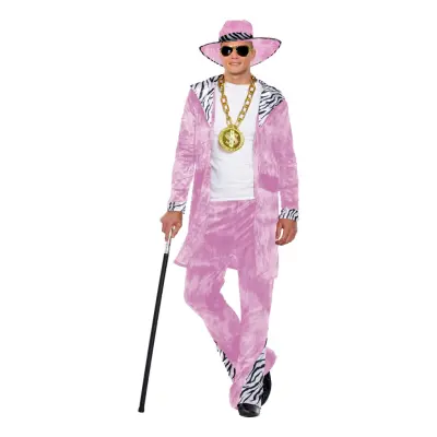 Rosa Pimp Maskeraddräkt - Medium