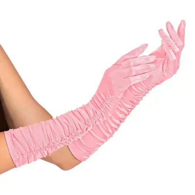 Rosa Satinhandskar Långa - One size