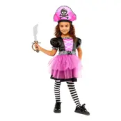 Rosa Sjökaptensklänning Barn Maskeraddräkt - X-Small