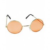 Runda Guldfärgade Hippiebrillor med Orange Glas