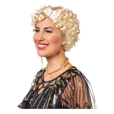 20-tals Lockig Blond Kort Peruk - One size