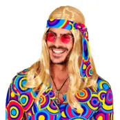 70-tals Blond Lång Peruk med Pannband - One size