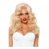 Blond Lång Lockig Deluxe Peruk - One size
