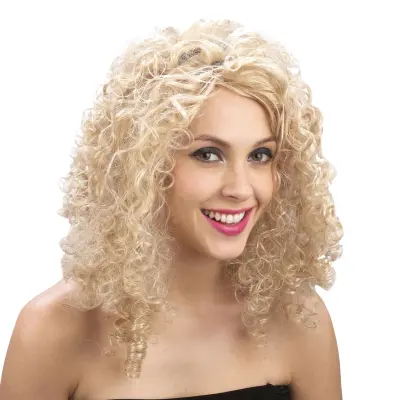 Blond Lockig Peruk - One size