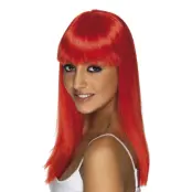 Glamourama Neonröd Peruk - One size