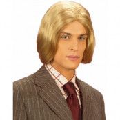Halvlång blond peruk för män, med mittbena
