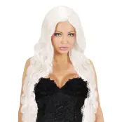 Lång Ljusblond Peruk med Lockar - One size