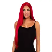 Lång Rak Röd Deluxe Peruk - One size