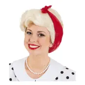 Peruk Dam Blond med Röd Scarf - One size