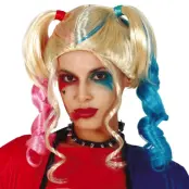 Peruk Med Tofsar Rosa&Blå