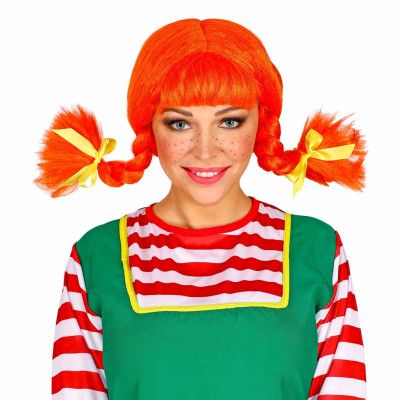 Världens Starkaste Flicka Orange Peruk - One size