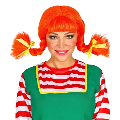 Världens Starkaste Flicka Orange Peruk - One size