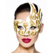 Venetian Lady - Krämvit/Beige Lyxig Maskeradmask