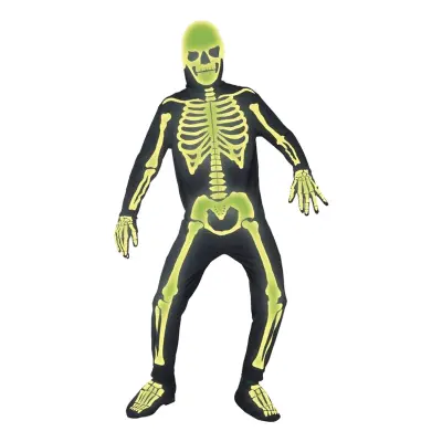 Självlysande Skelett Maskeraddräkt - Medium