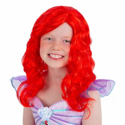 Sjöjungfru Röd Barn Peruk - One size