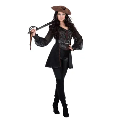 Piratkvinna Svart Dam Maskeraddräkt - XX-Large