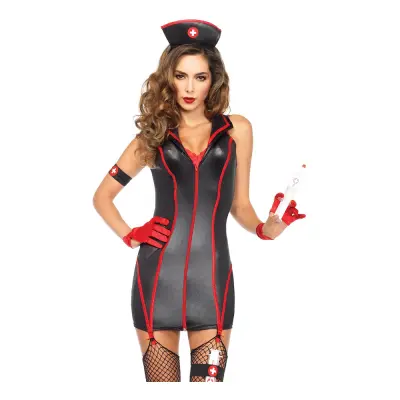 Sjuksköterska Svart Deluxe Maskeraddräkt - Small