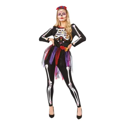 Skelett Dam Maskeraddräkt - X-Large