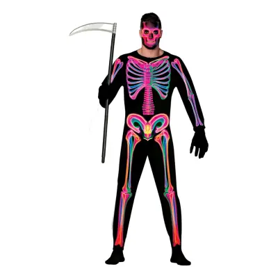Skelett Neon Herr Maskeraddräkt - Medium