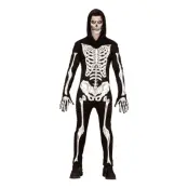 Skelett Overall med Huva Maskeraddräkt - Medium