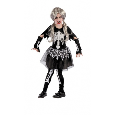 Skelettflicka Maskeraddräkt Barn M