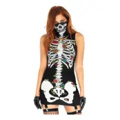 Skelettklänning med Rosor Deluxe Maskeraddräkt - Small/Medium