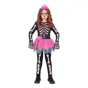 Skelettklänning Rosa/Svart Barn Maskeraddräkt - Medium