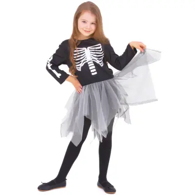 Skelettprinsessan – Maskeraddräkt för Flickor M
