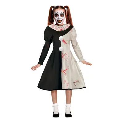 Skräckclown Svart/Vit Klänning Barn Maskeraddräkt - Medium
