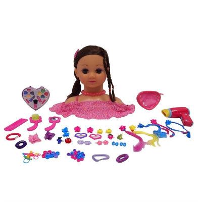 Sminkhuvud med tillbehör Brunt hår - Happy Friend -  Leksaksaffären