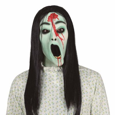 Spöklig Tjej med Hår Latexmask