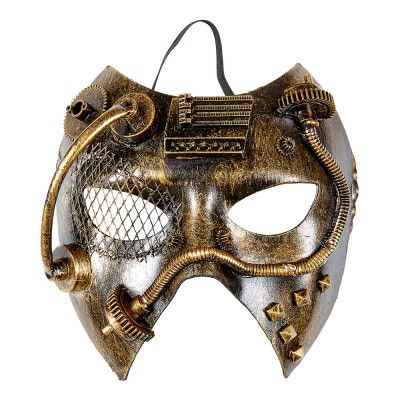Steampunk Svart/Guld Halvmask - One size