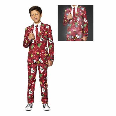 Suitmeister Boys Christmas Red Icons Light Up Kostym - Large
