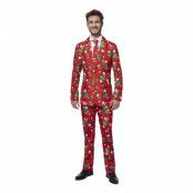 Suitmeister Christmas Trees Stars Röd Kostym - XX-Large