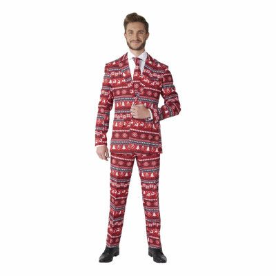 Suitmeister Nordic Pixel Röd Kostym - X-Large