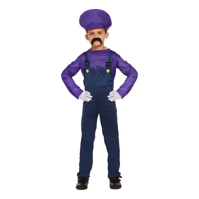 Super Rörmokare Lila Barn Maskeraddräkt - Small