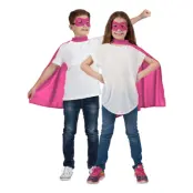 Superhjälte Cape med Mask Rosa Barn - One size