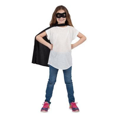 Superhjälte Cape med Mask Svart Barn - One size