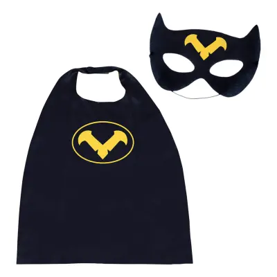 Superhjälte Svart Cape med Mask för Barn