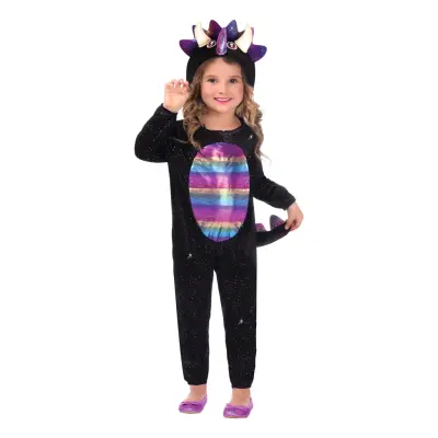 Svart Dinosaurie Barn Maskeraddräkt - Medium