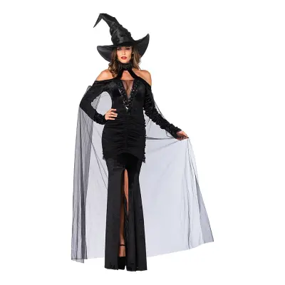 Svart Häxa Deluxe Maskeraddräkt