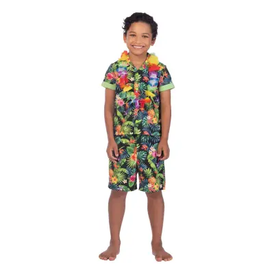 Svart Hawaiiset Barn Maskeraddräkt - X-Large