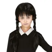 Svart Peruk med Flätor för Barn - One size