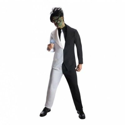 Two-Face Svart/Vit Maskeraddräkt - Large