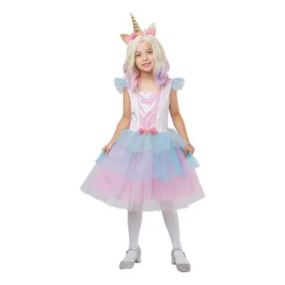 Unicorn Klänning Barn Maskeraddräkt - Large